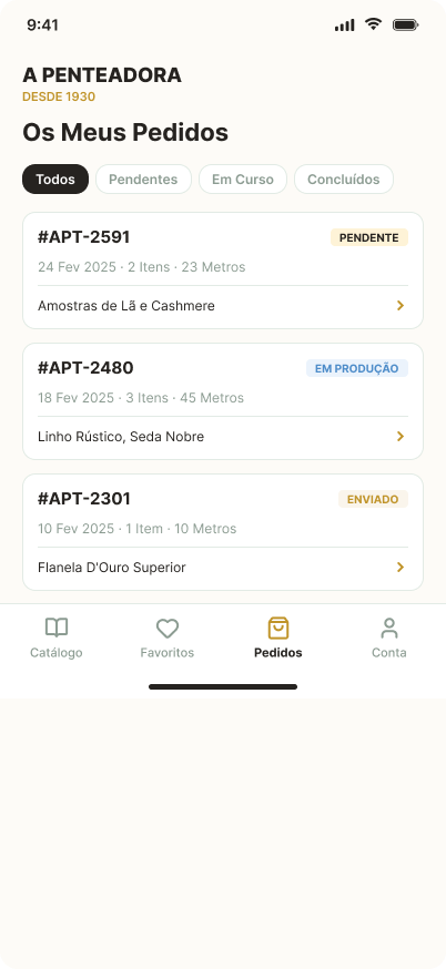 Lista de pedidos