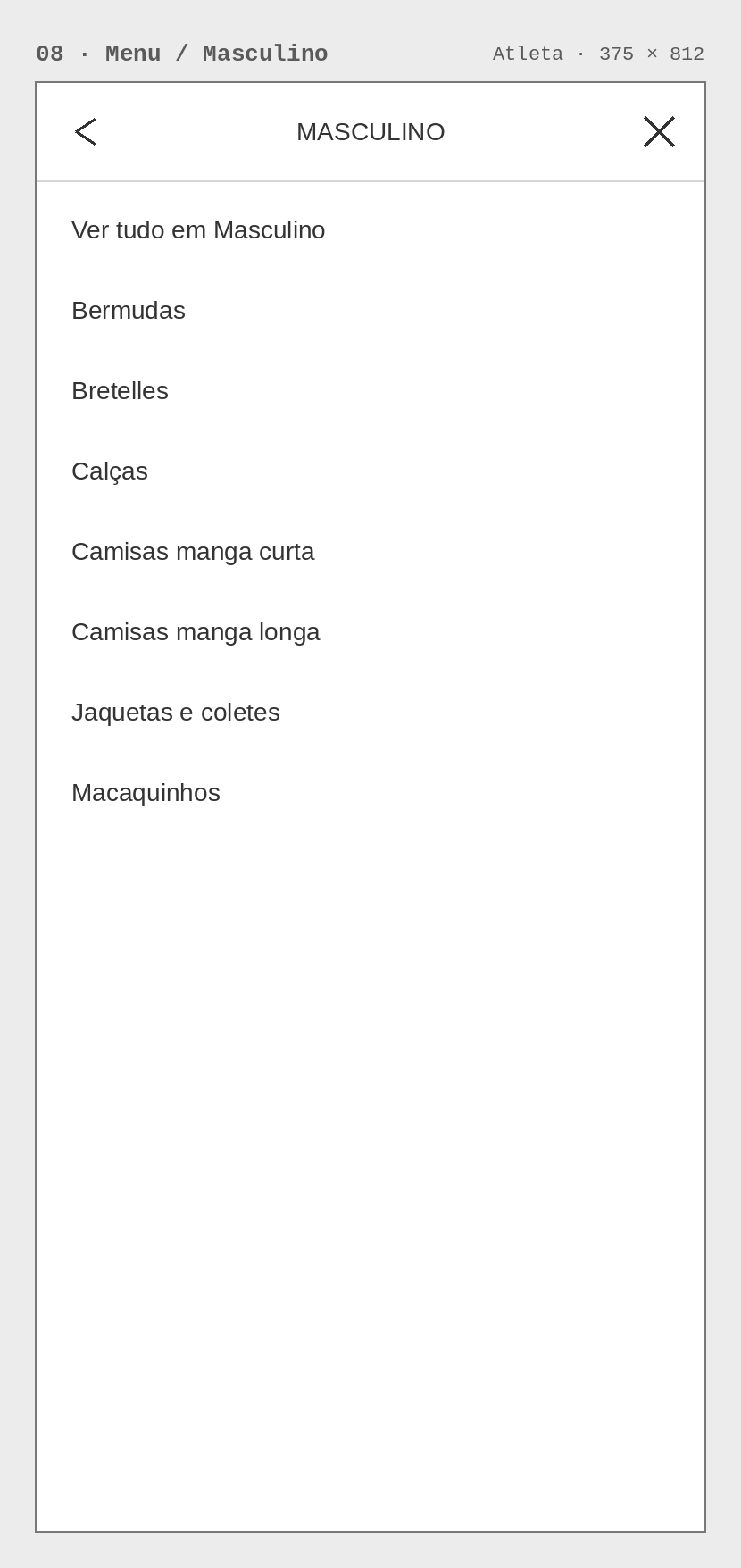 Esboço · Menu de categoria