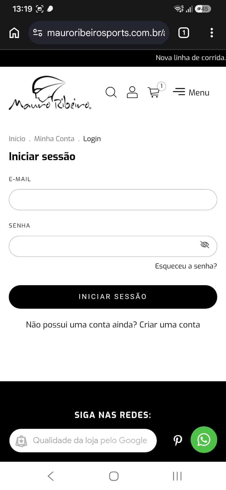 Entrar na conta