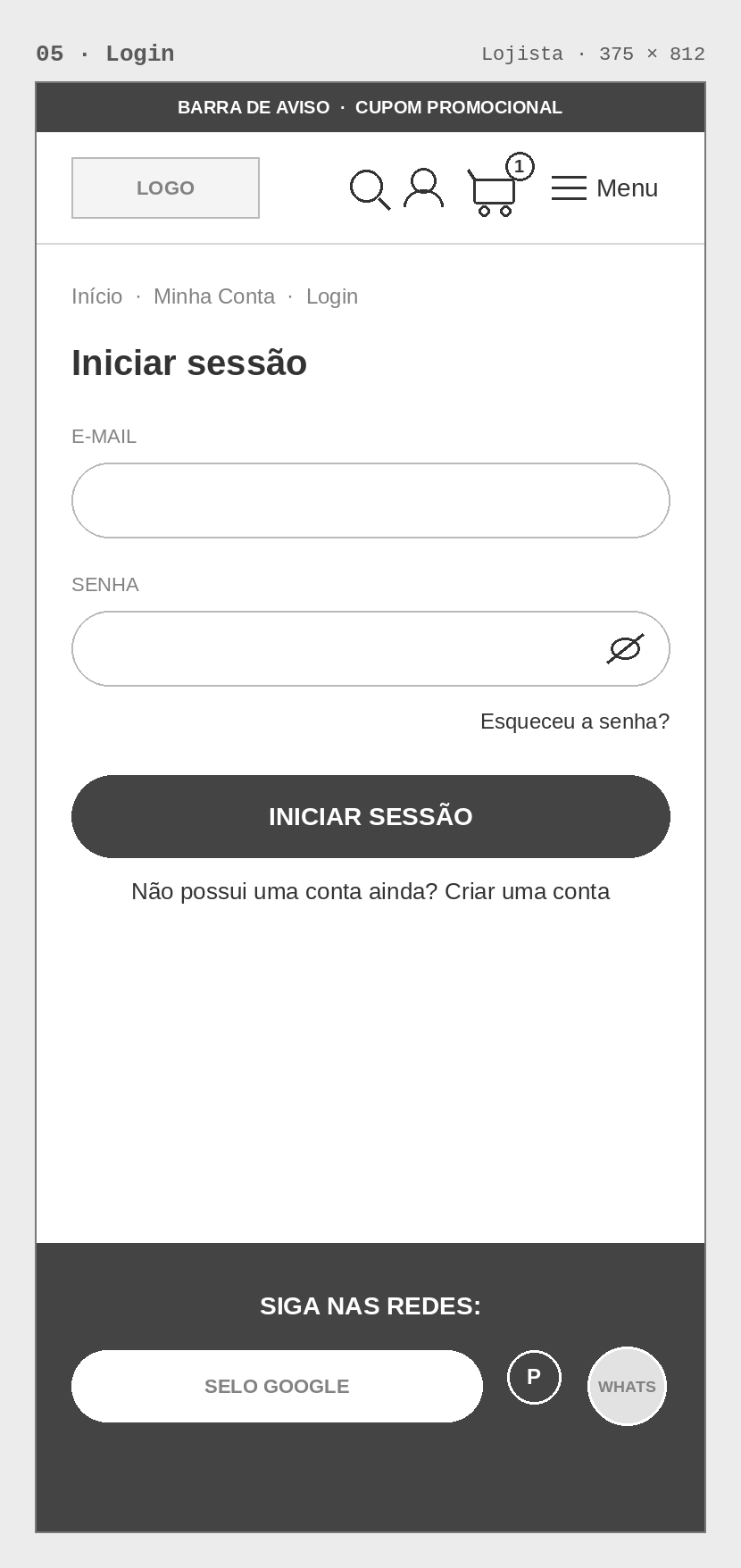 Esboço · Acesso à conta